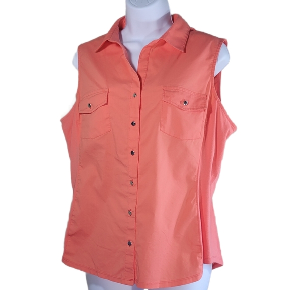 Zac & Rachel Tops - Zac & Rachel Petite Coral Top Sleeveless Top